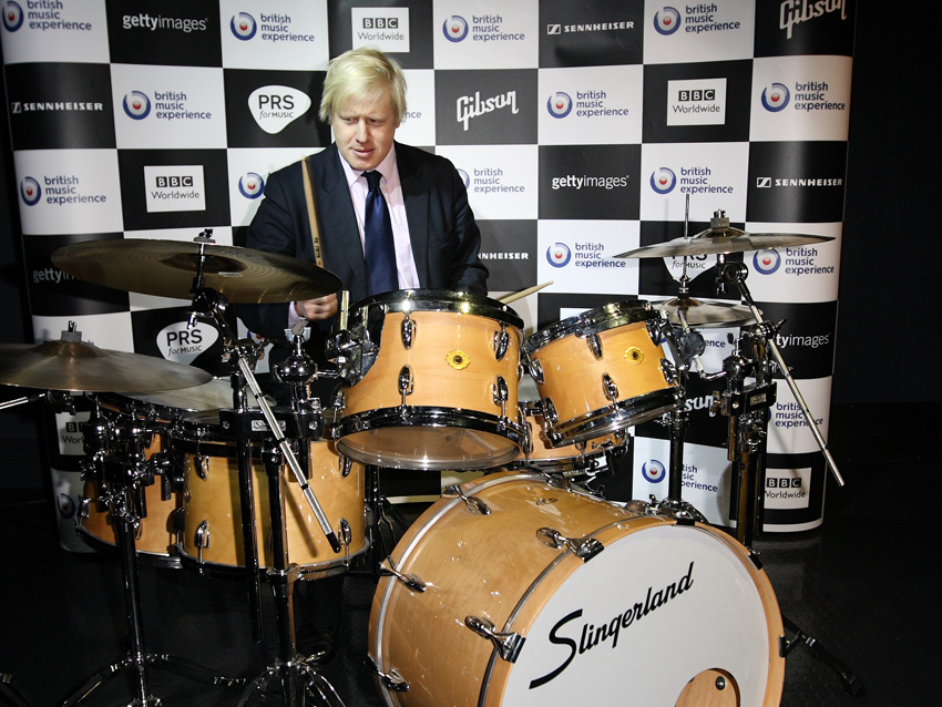 Boris Johnson + drummer gags = shooting massive fish in a barrel perfectly proportioned for fish-shooting