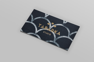 The front of the new business cards for Tabarka Studio