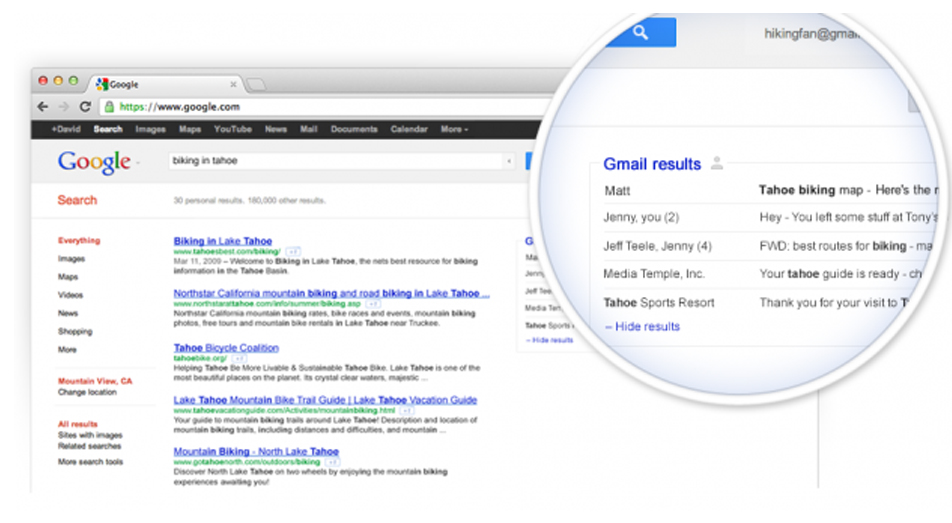 Google to incorporate Gmail results within search