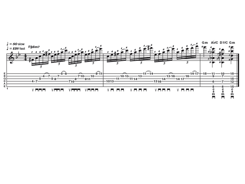 Advanced lick one: neo classical diminished 7th run