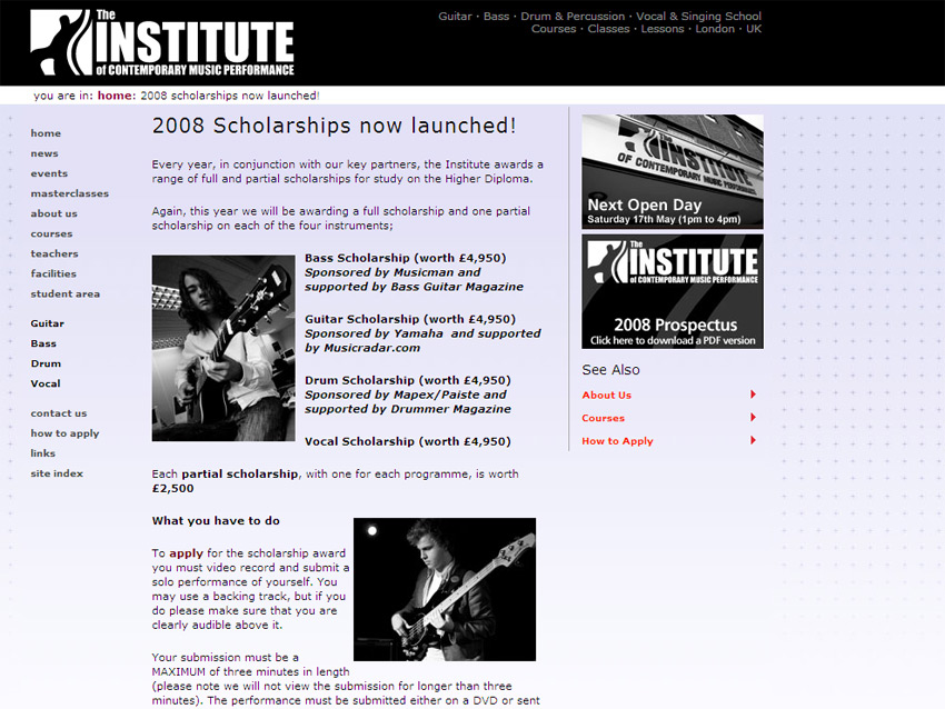 The Institute launches 2008 guitar scholarships | MusicRadar