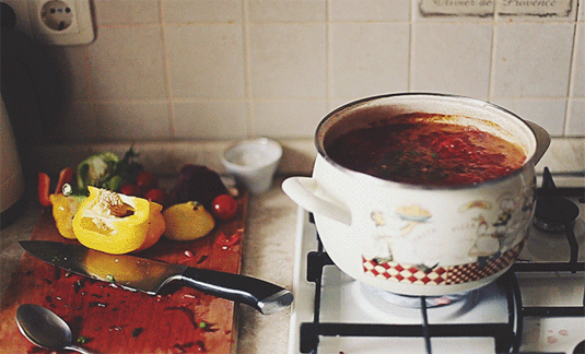What would a piece on Russian cooking be without a bubbling pot of borscht? Here you go!