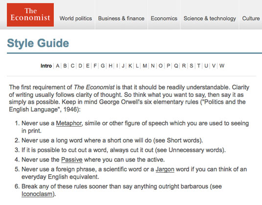 Read the Economist Style Guide at http://www.economist.com/styleguide/introduction
