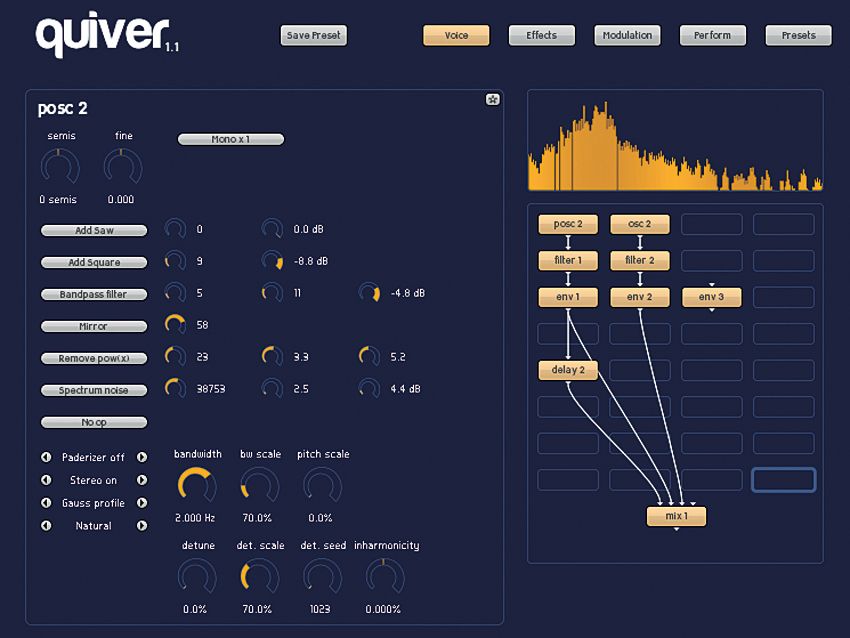 Create entirely new wave shapes with Quiver's awe-inspiring Paderizer Oscillator.