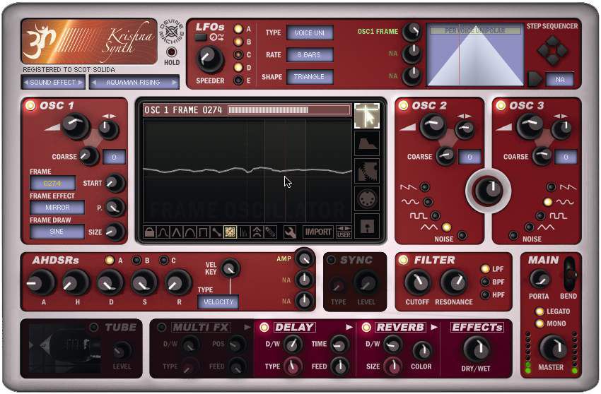 Samples are distilled into many different 'frames', which can be manipulated using Oscillator 1