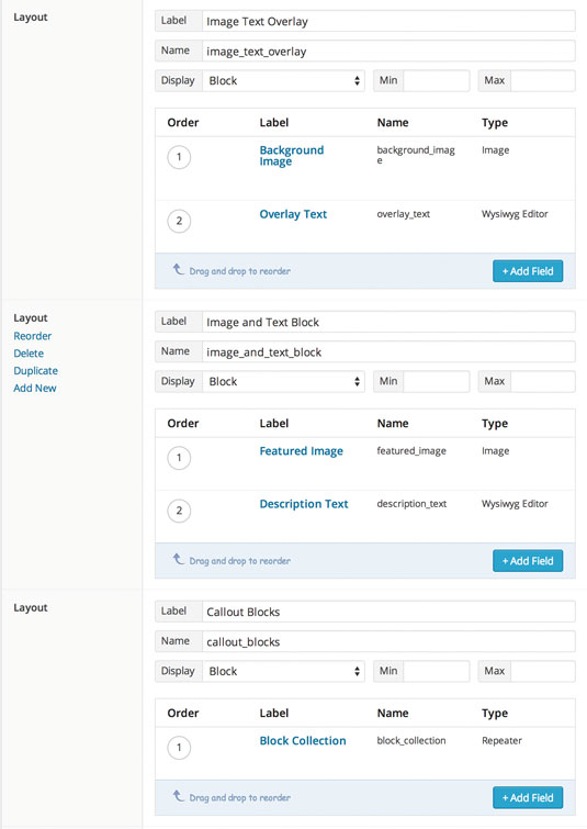 A Flexible Content Field with multiple layouts
