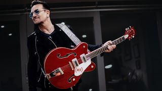 Bono with the (RED) Gretsch