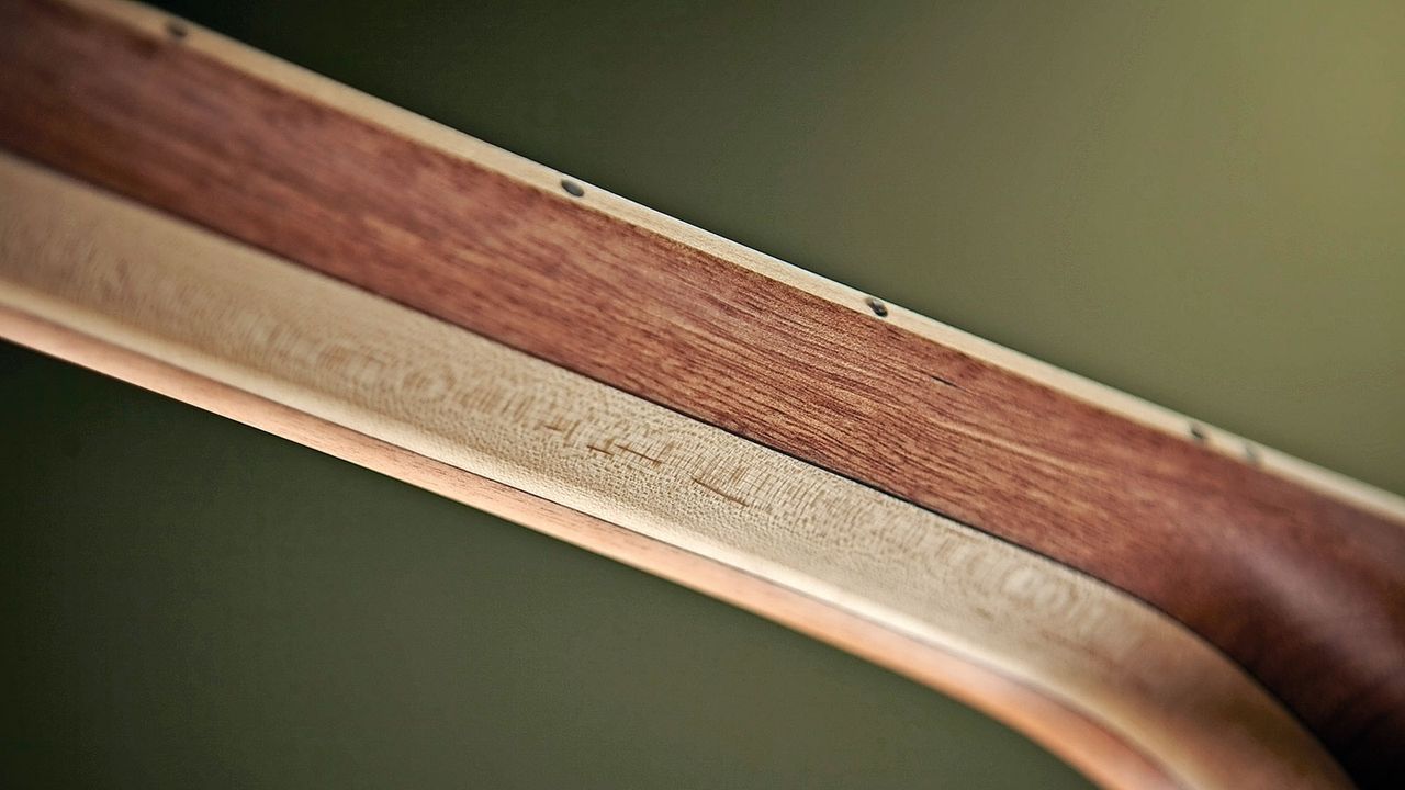 A three-piece maple and mahogany neck recalls the original guitar