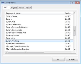 Add references dialog to Windows Phone 7 project