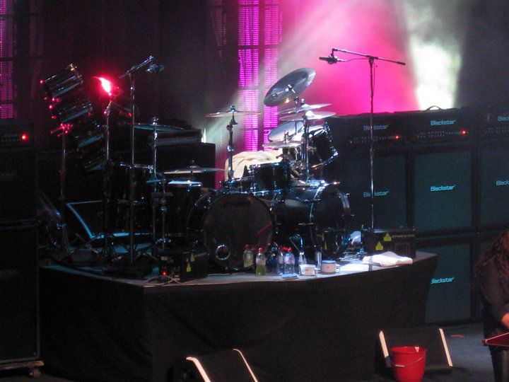Tommy's monster Sonor kit enjoys a well-deserved break