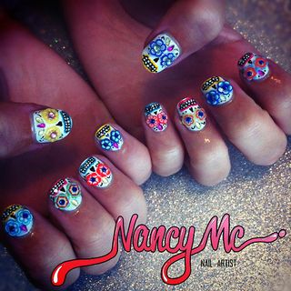 Day of the Dead inspired designs by nail artist Nancy Mc