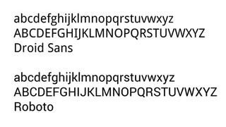 Alphabet in Droid and Roboto