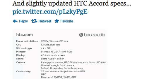 HTC 8X specs