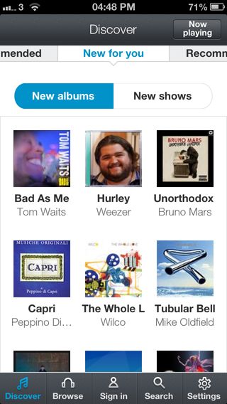 The Pure Connect app for iOS is a shop window for Pure's music portals