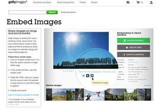 Go to http://www.gettyimages.co.uk/embed and click the blue link: "Search images available to embed"