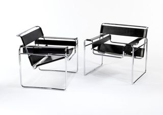 The Wassily chair, also known as the Model B3 chair, was designed by Marcel Breuer in 1925-1926