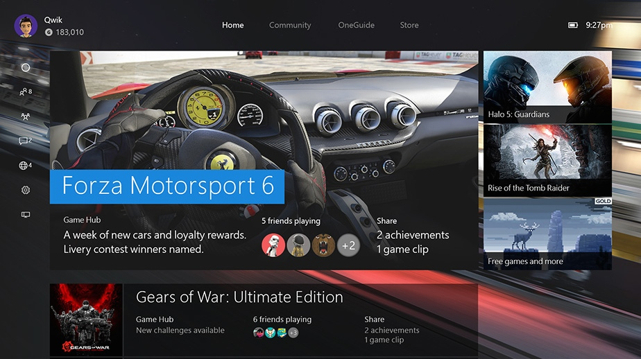 New Xbox One interface