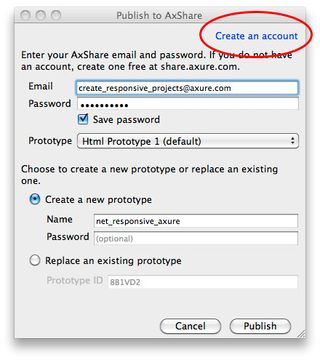 Publish to AxShare from within Axure with a single click