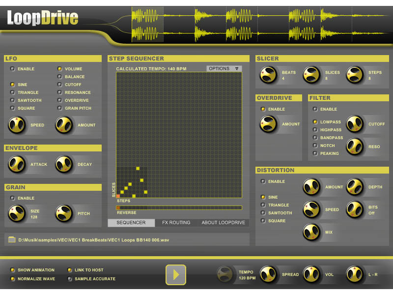 LoopDrive3 enables you to slice and process your beats.