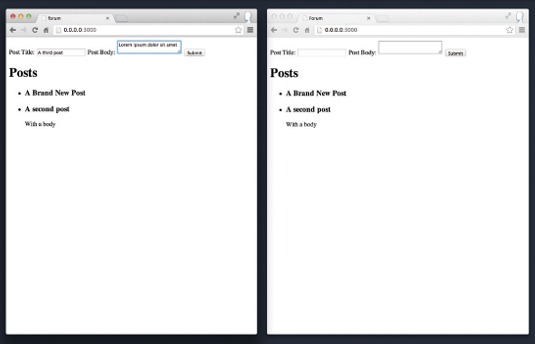 Any data that you input in one window automatically shows up instantly in the other