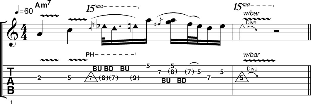 Scoops and pinched harmonics