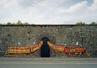 orange street art: train