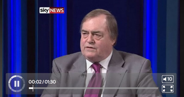 Video of John Prescott being shown on an online video player