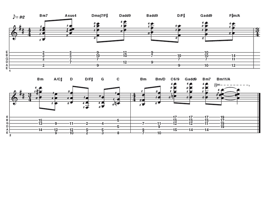 Advanced lick two: Eric Johnson style chords
