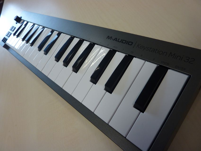 M-Audio's Keystation Mini 32 is just about big enough to enable two-handed playing. Click the image for more photos.