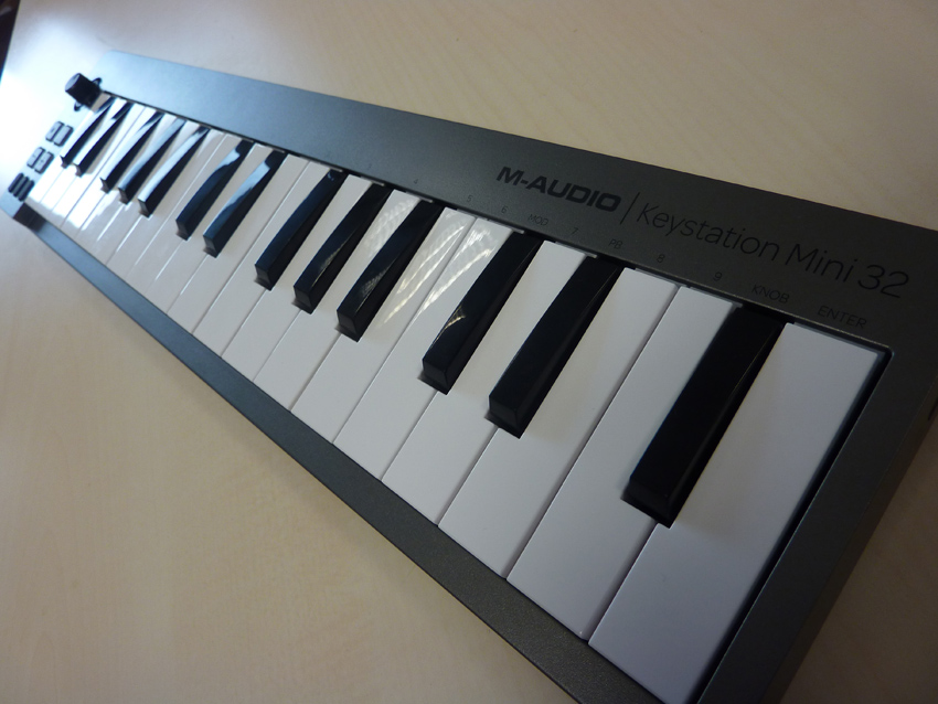 M-Audio's Keystation Mini 32 is just about big enough to enable two-handed playing. Click the image for more photos.
