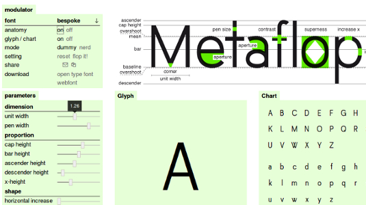 Metaflop provides a slider that adjusts the 'superness' of your fonts