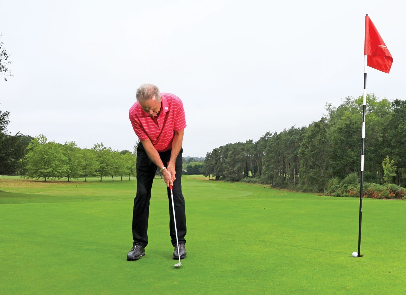 Gary Alliss holing a short putt while keeping perfectly still