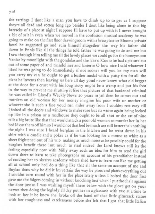One part of James Joyce's Ulysess has no "speed bumps" in the topography, removing even punctuation and paragraphs. In theory, this should be the most readable text, right?