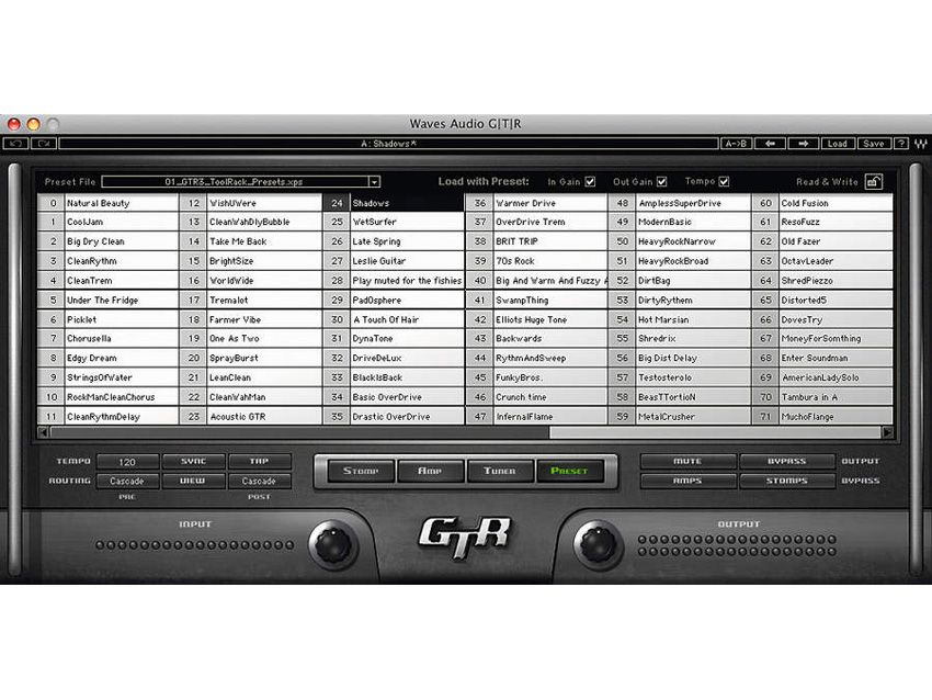 Presets are easy to access.