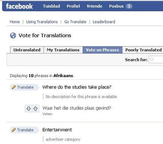 Facebook translation