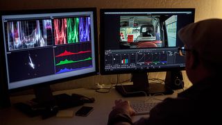Swordfish executive creative director Matt Silverman colour grading Sony RAW MXF 4k footage in DaVinci Resolve