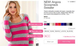 The Victoria's Secret site - www.victoriassecret.com - displays colour and size variations of each product clearly and concisely