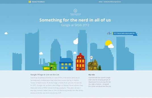 Thorleifsson helped create a site for Google Village at SXSW, including illustrating the site