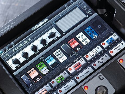 The DigiTech iPB-10 innovatively locks an iPad in place as its controller.