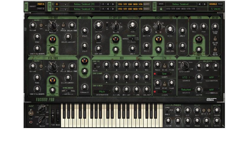 The Vacuum Pro interface is populated by single-function knobs, delivering a vintage feel that reflects analog flavor of the instrument