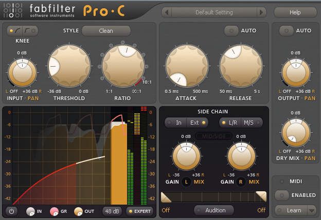 When you're in Expert mode, the sidechain controls are revealed.