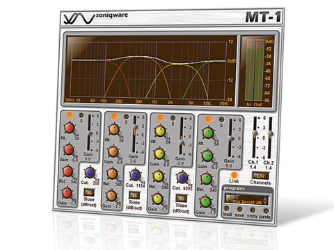 MT-1's graph displays crossover points, and there are controls for each band.