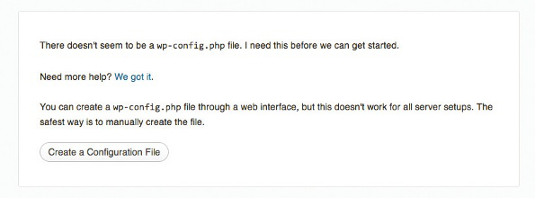 Fig 3: Here you need to create a configuration file so click this button and fill out the details in the next screen