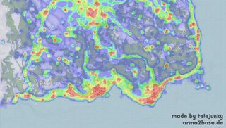 DayZ player movement heatmap [900x871] - Maps on the Web