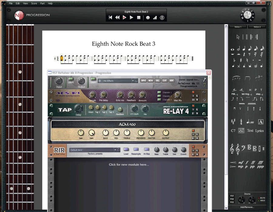 Custom sounds can be assigned to different parts of the score.