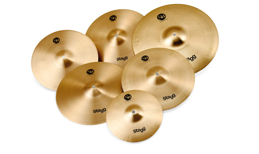 16-Inch Crash 20-Inch Ride Stagg SH-SET SH Series Cymbals Set with 14-Inch Hi-Hats Cymbal Bag and Pair of Stick