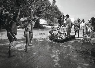 Sean Connery and Ursula Andress filming Dr No.