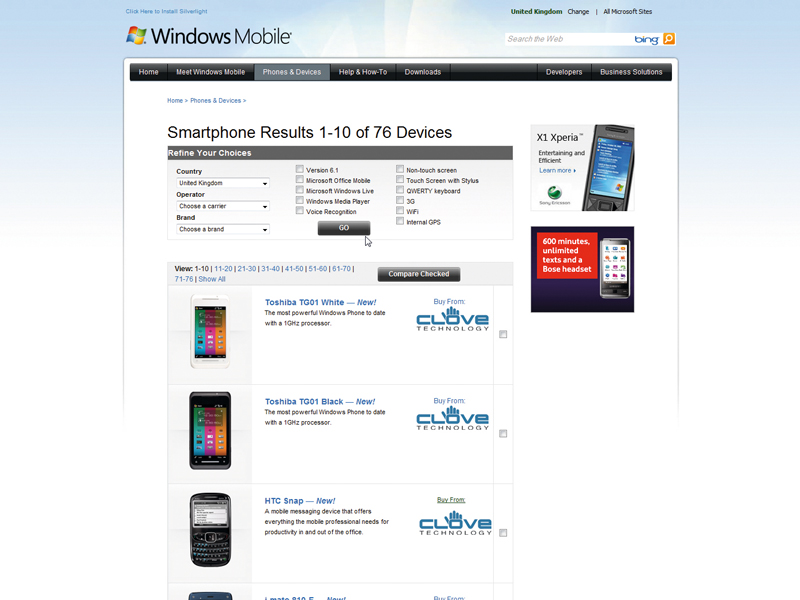 Windows Smartphone selection