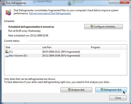 speed disk defrag