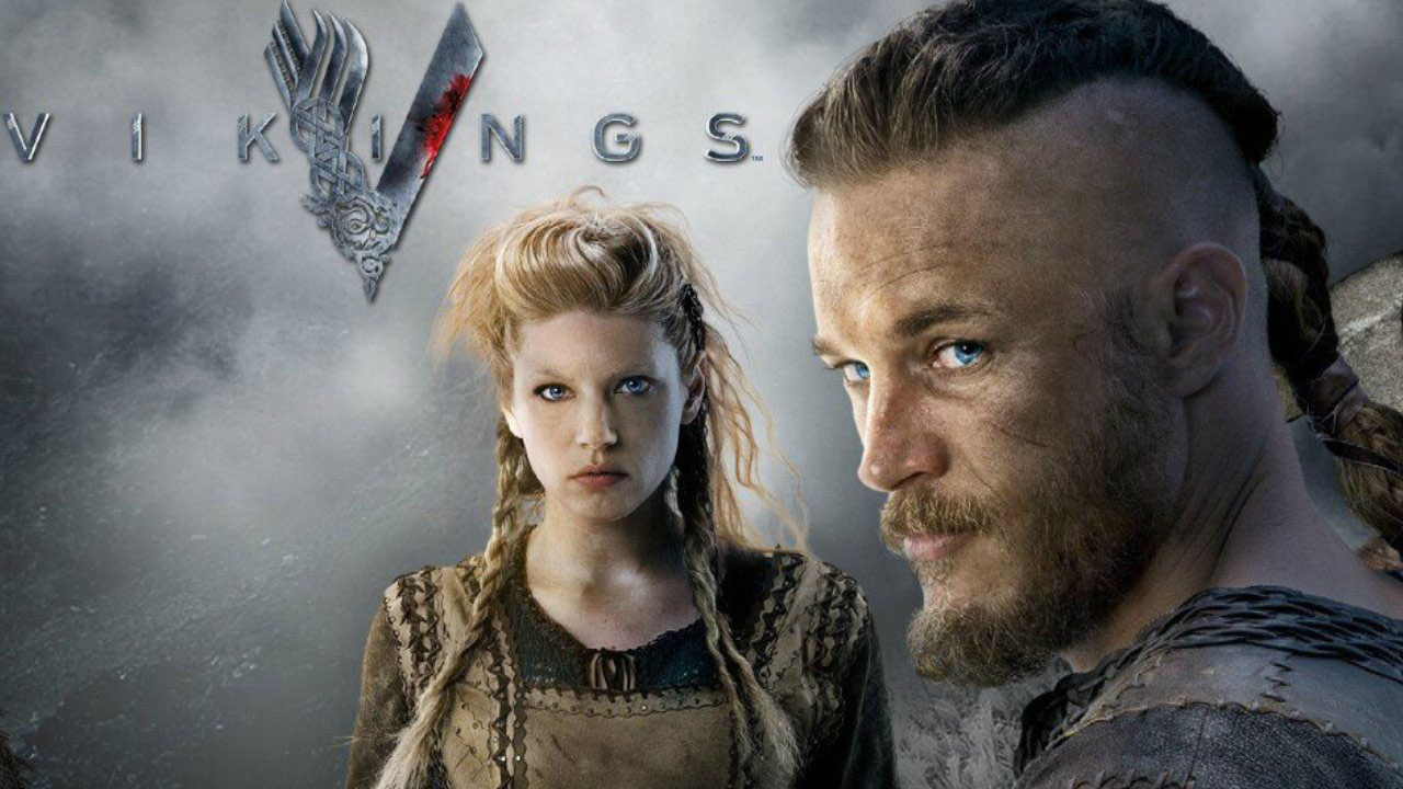 An official image and logo for the Vikings TV series on Amazon Prime